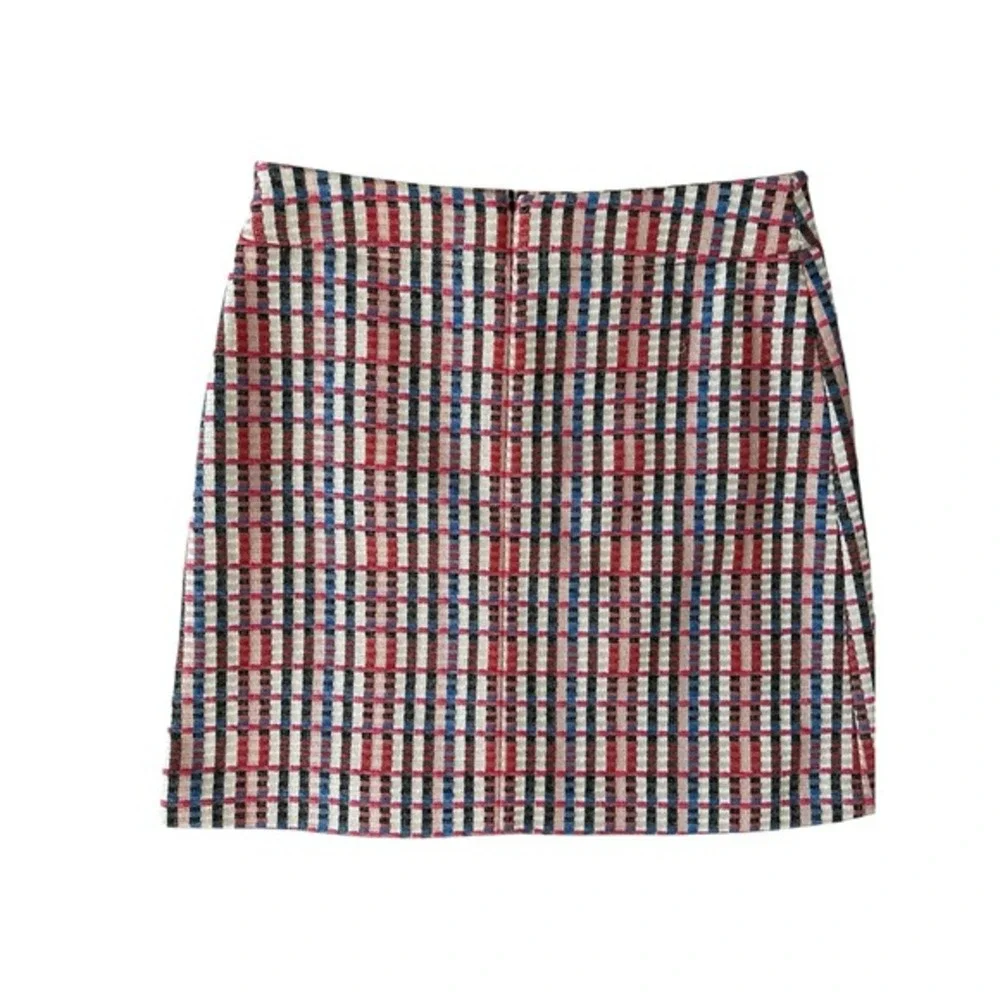 Akris Punto Textured Check Inverted Pleat Mini‎ Skirt Size 10 Academia Career